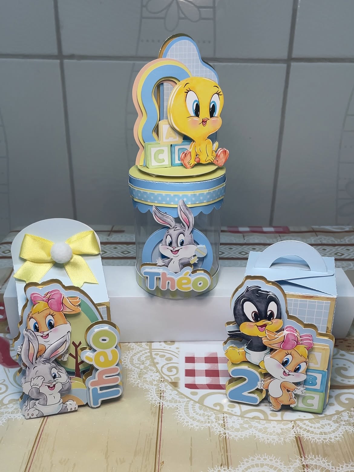 Kit 3 Caixas personalizadas Baby Looney Tunes - Festa Baby Looney Tunes