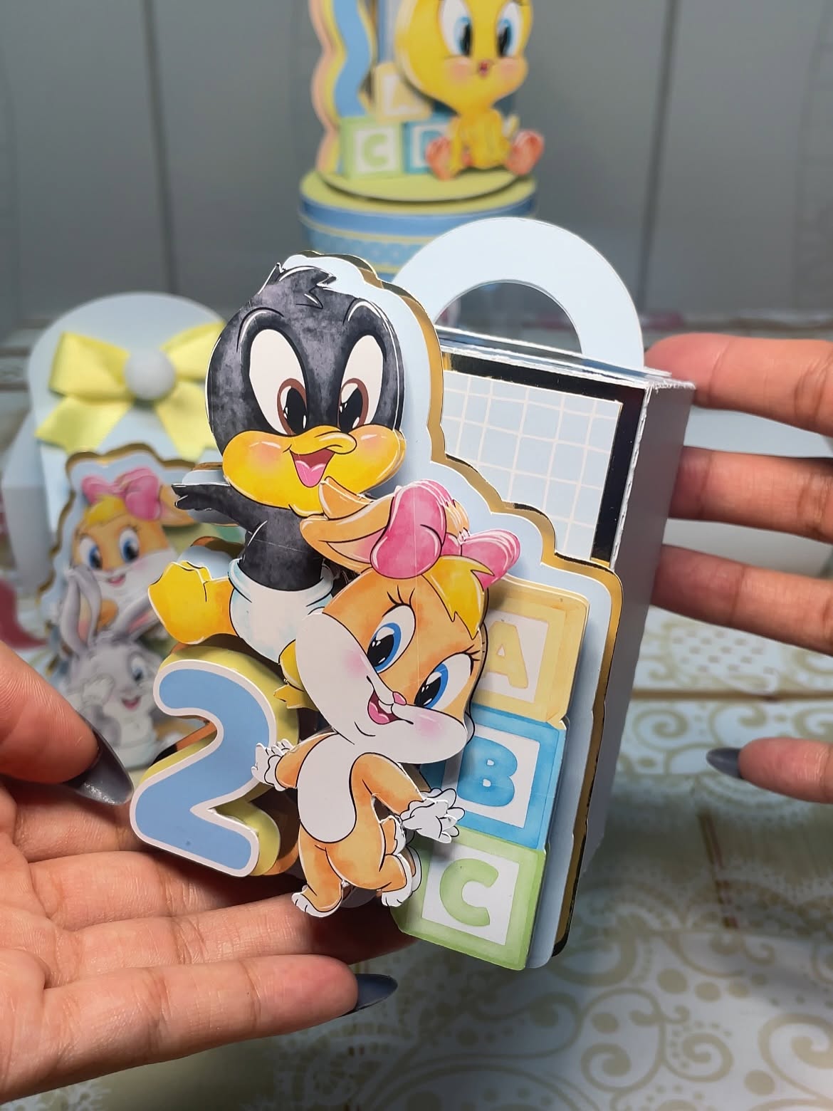 Kit 3 Caixas personalizadas Baby Looney Tunes - Festa Baby Looney Tunes