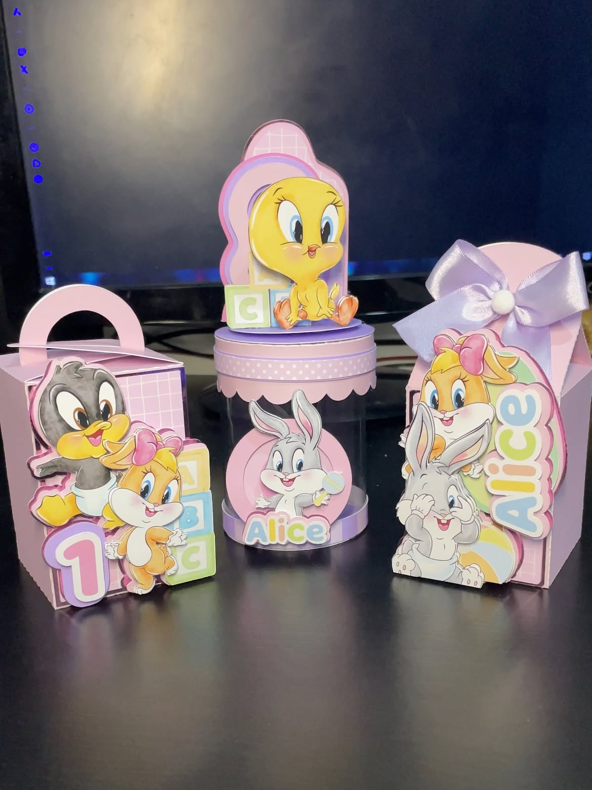 Kit 3 Caixas personalizadas Baby Looney Tunes - Festa Baby Looney Tunes